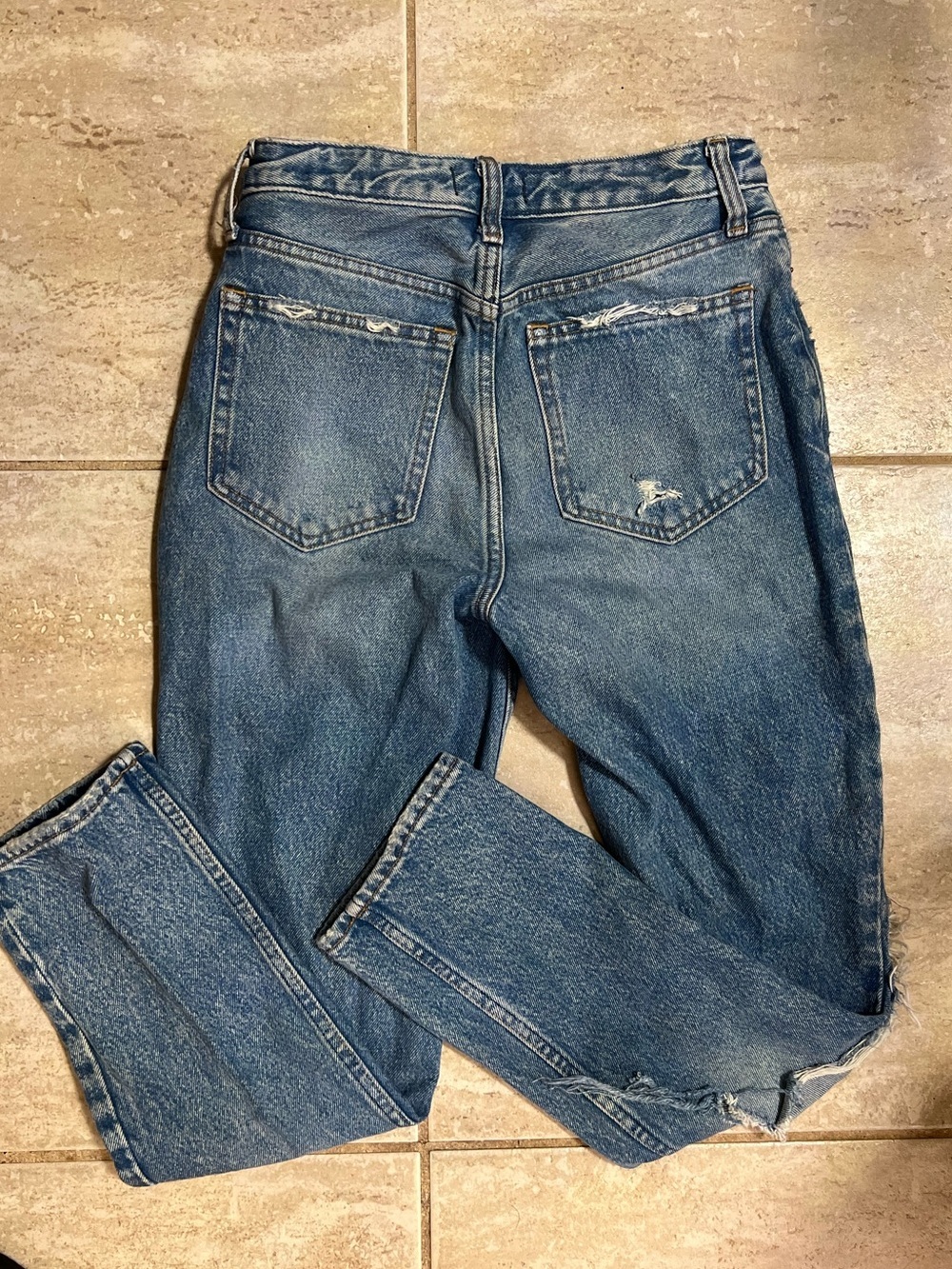 Abercrombie & Fitch Distressed High-Rise Blue Denim Mom Jeans SZ 2r/26 - Picture 8 of 14